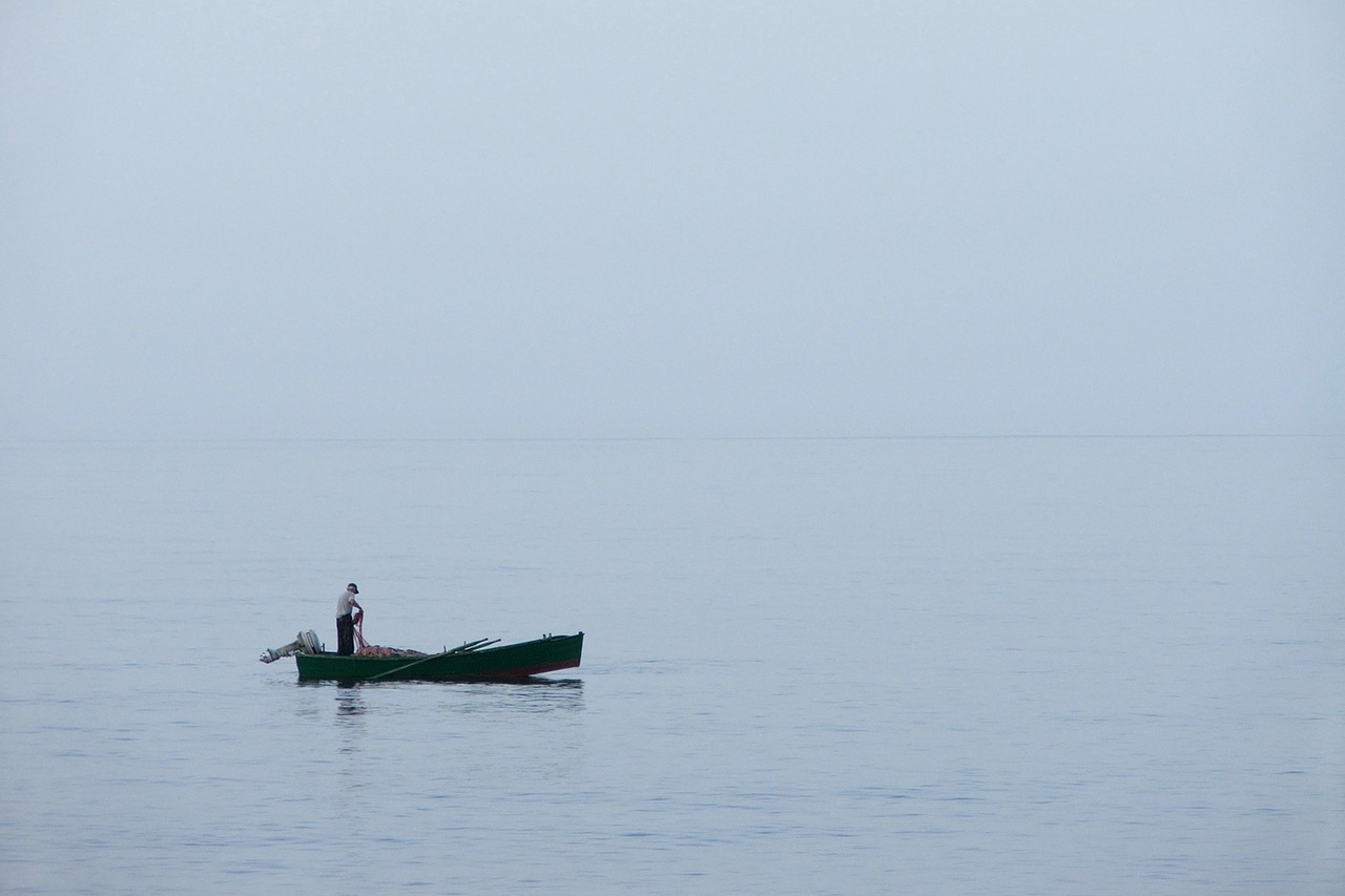 fisherman sunrise dusk free photo