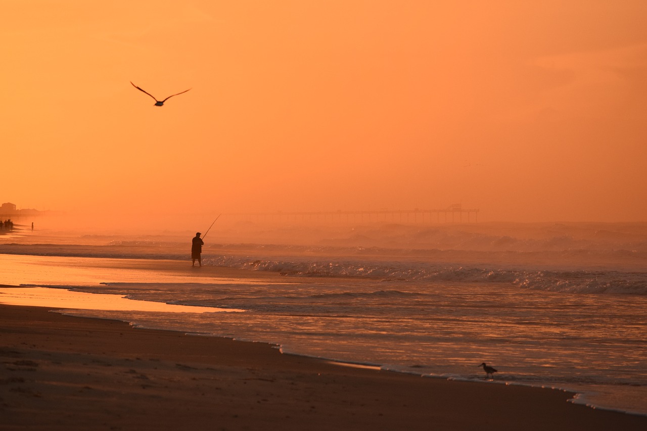 fisherman ocean silhouette free photo