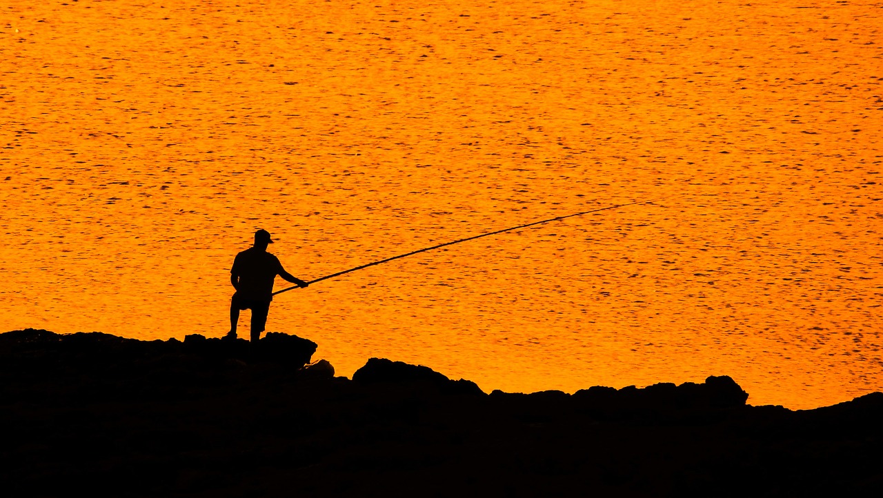 fisherman sea evening free photo