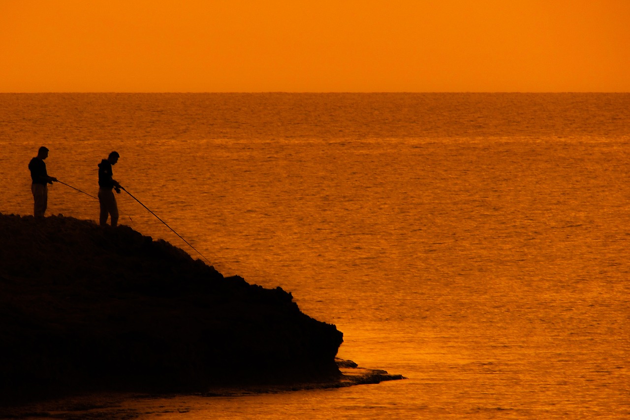 fisherman sea evening free photo