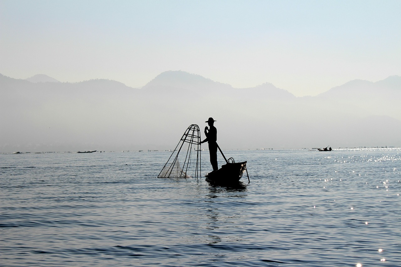 fisherman inle lake shan state free photo