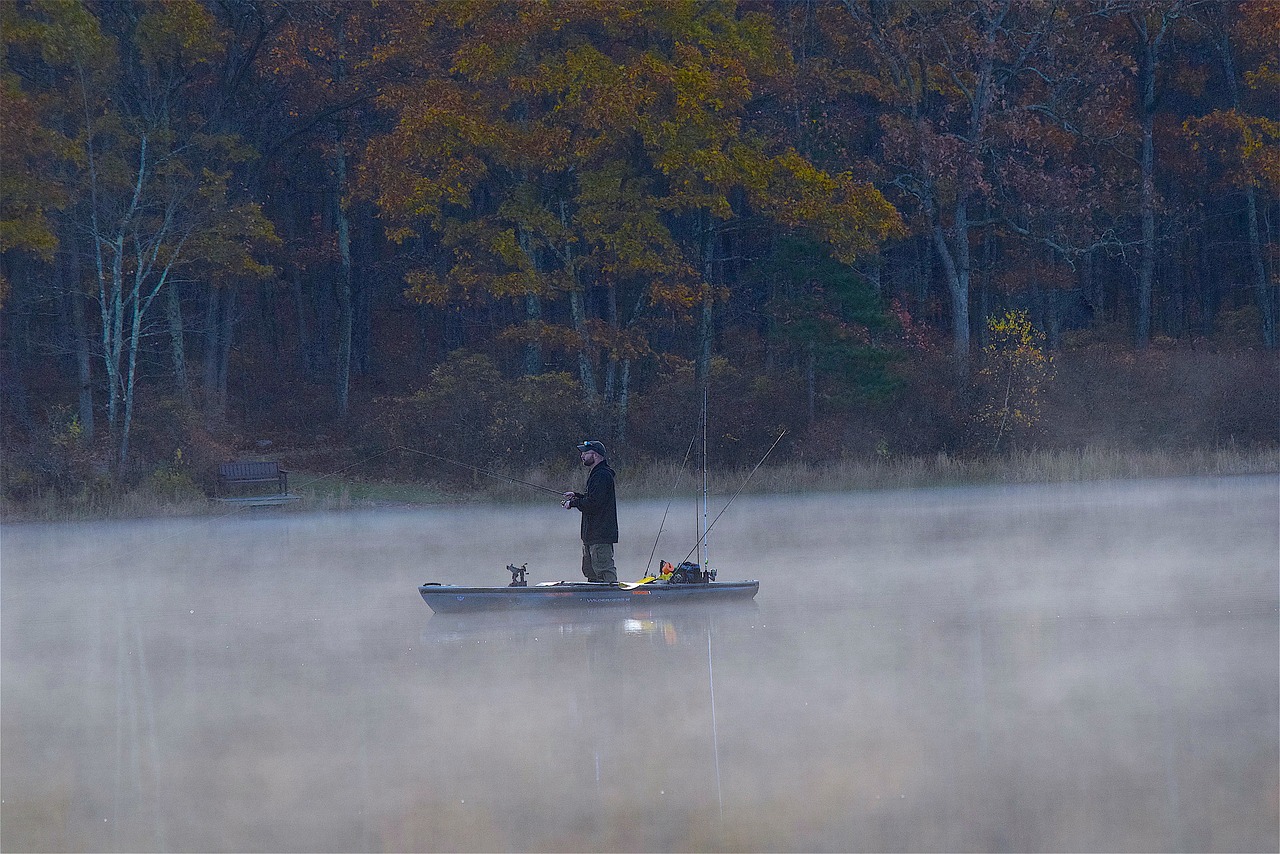 fisherman lake mist free photo