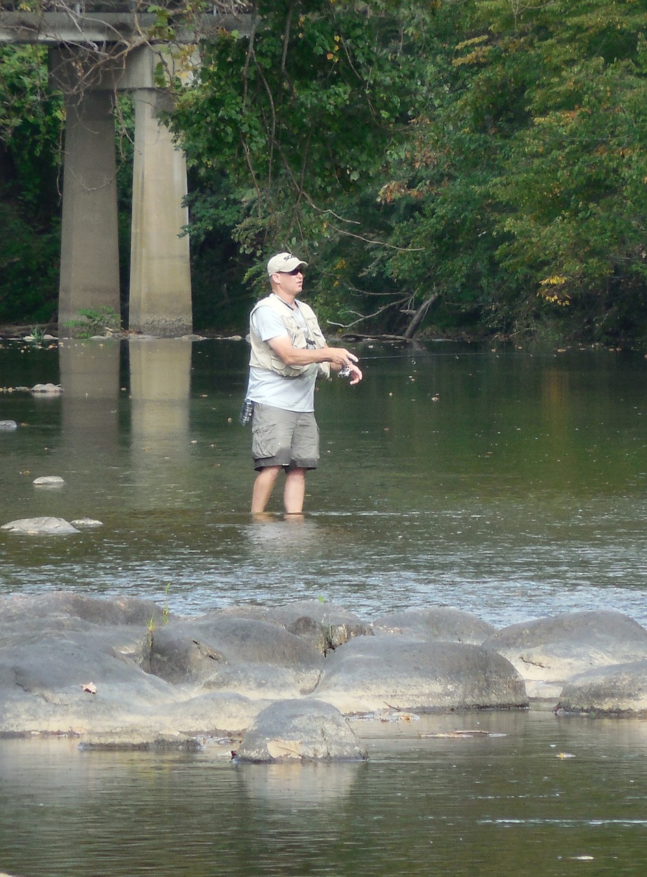 fisherman river fishing free photo