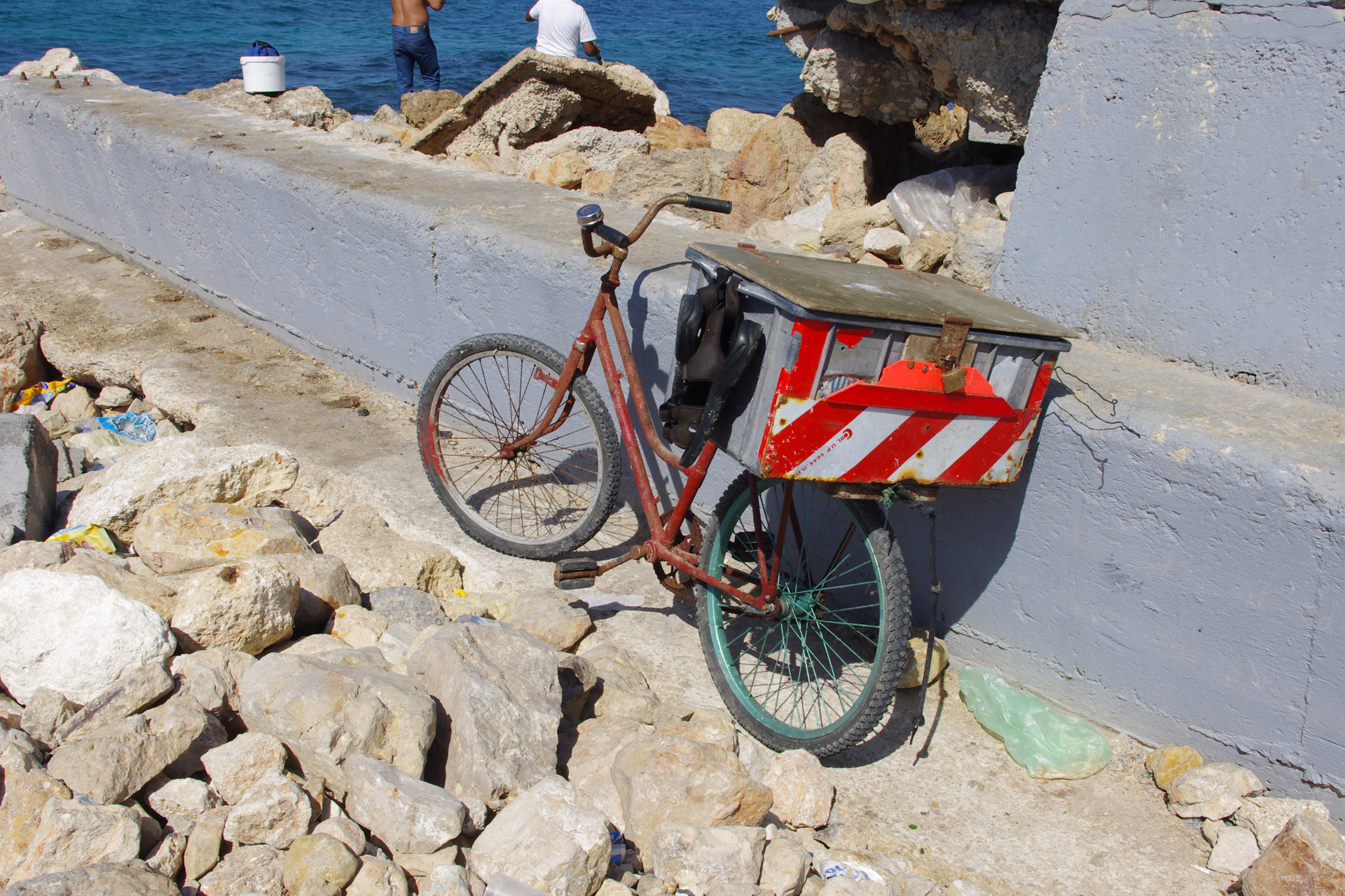 bicycle fisherman beach free photo