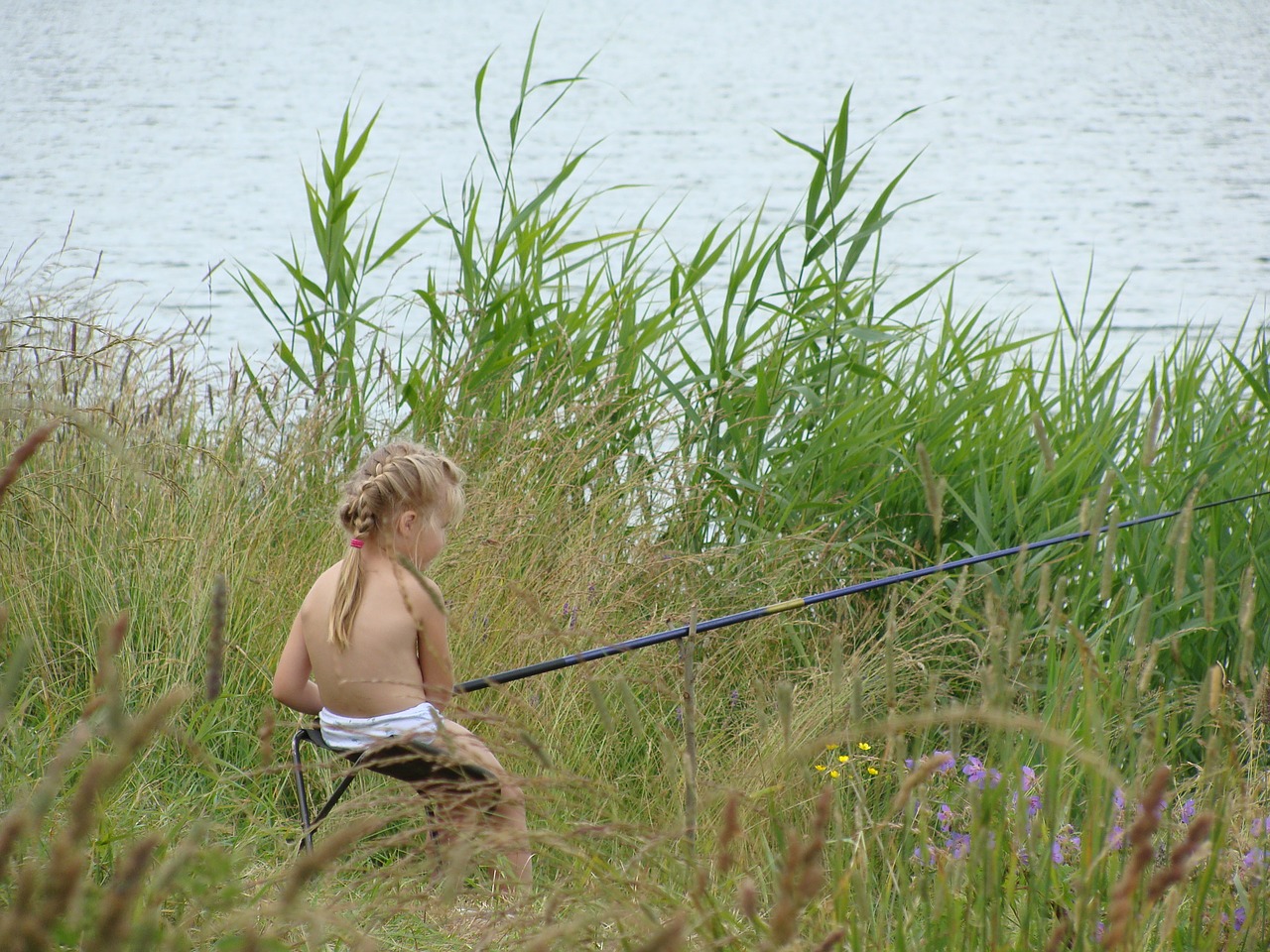 fisherwoman nature lake free photo