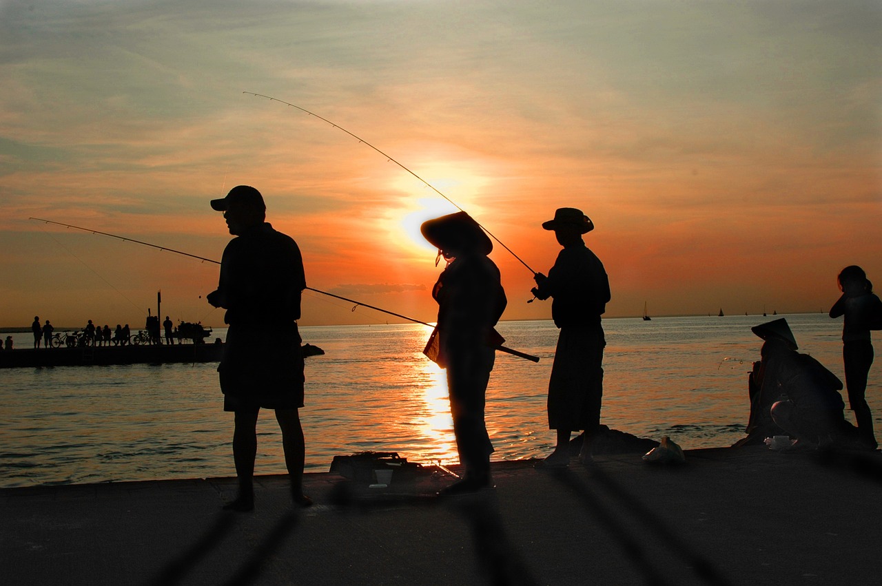 fishing dusk dawn free photo