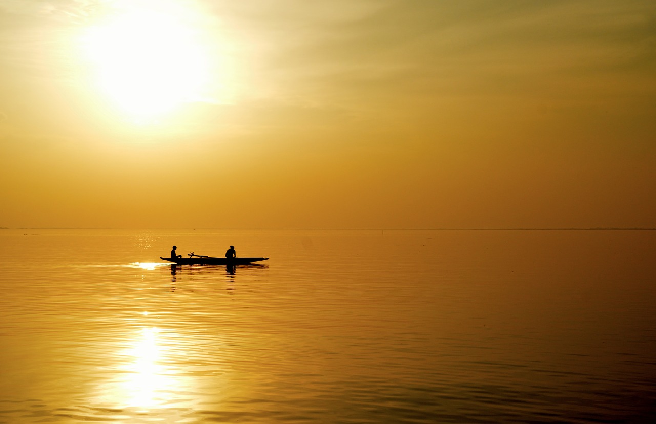 fishing sun evening free photo