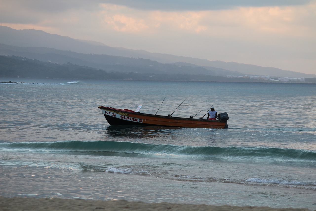 fishing sunset water free photo