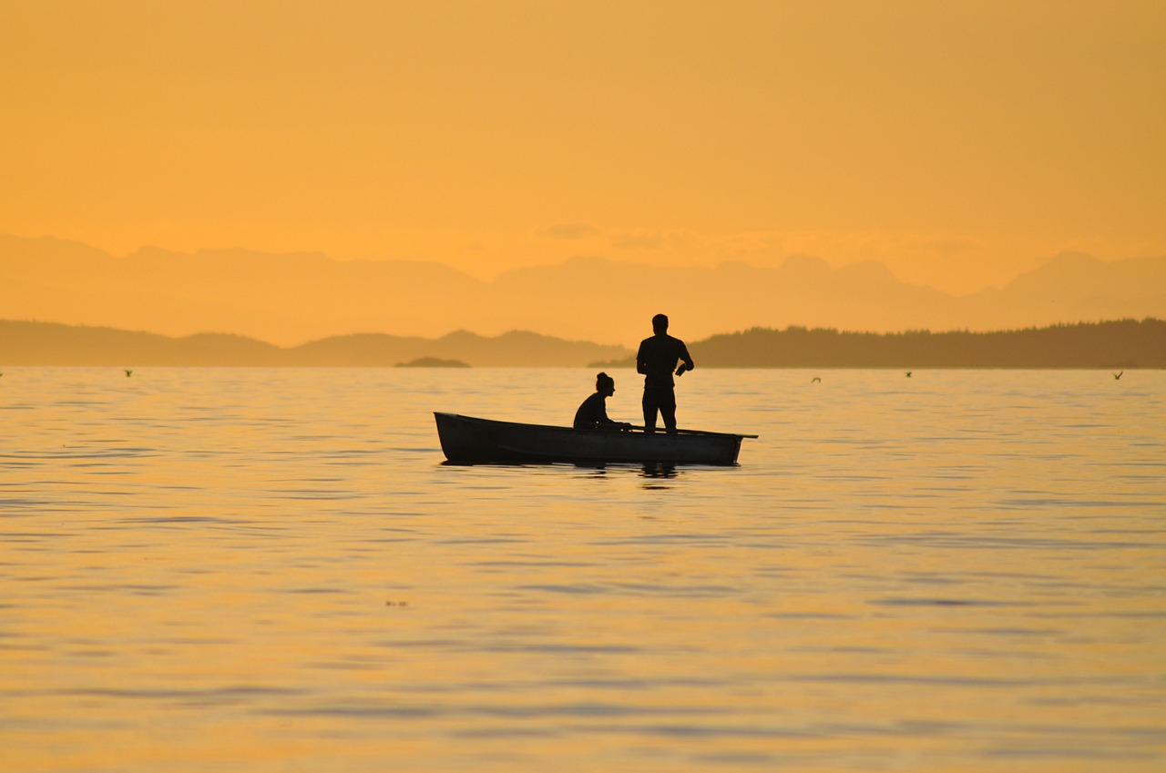 fishing sunset british columbia free photo