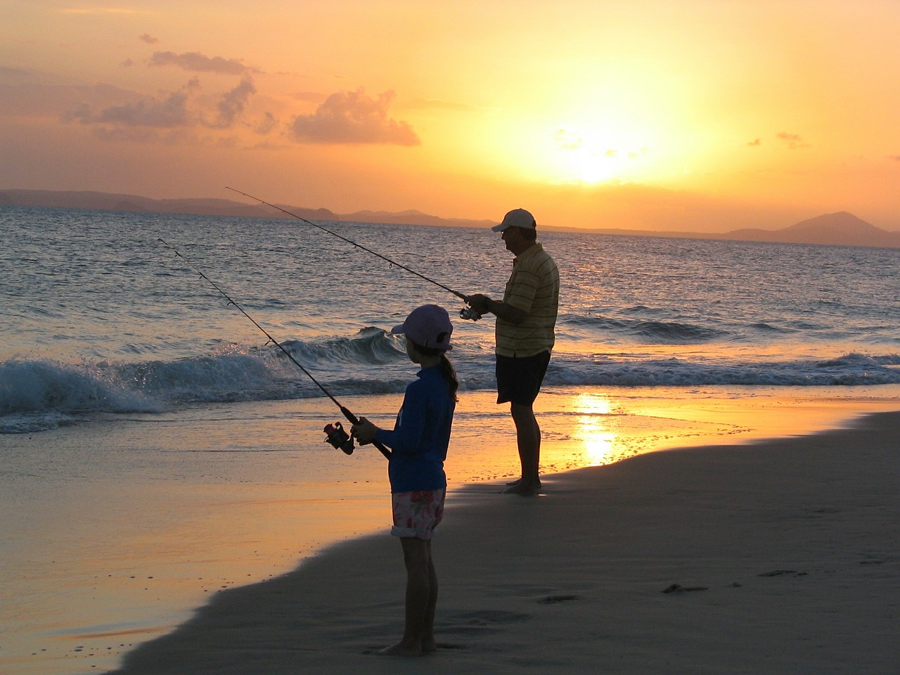 fishing father daughter free photo