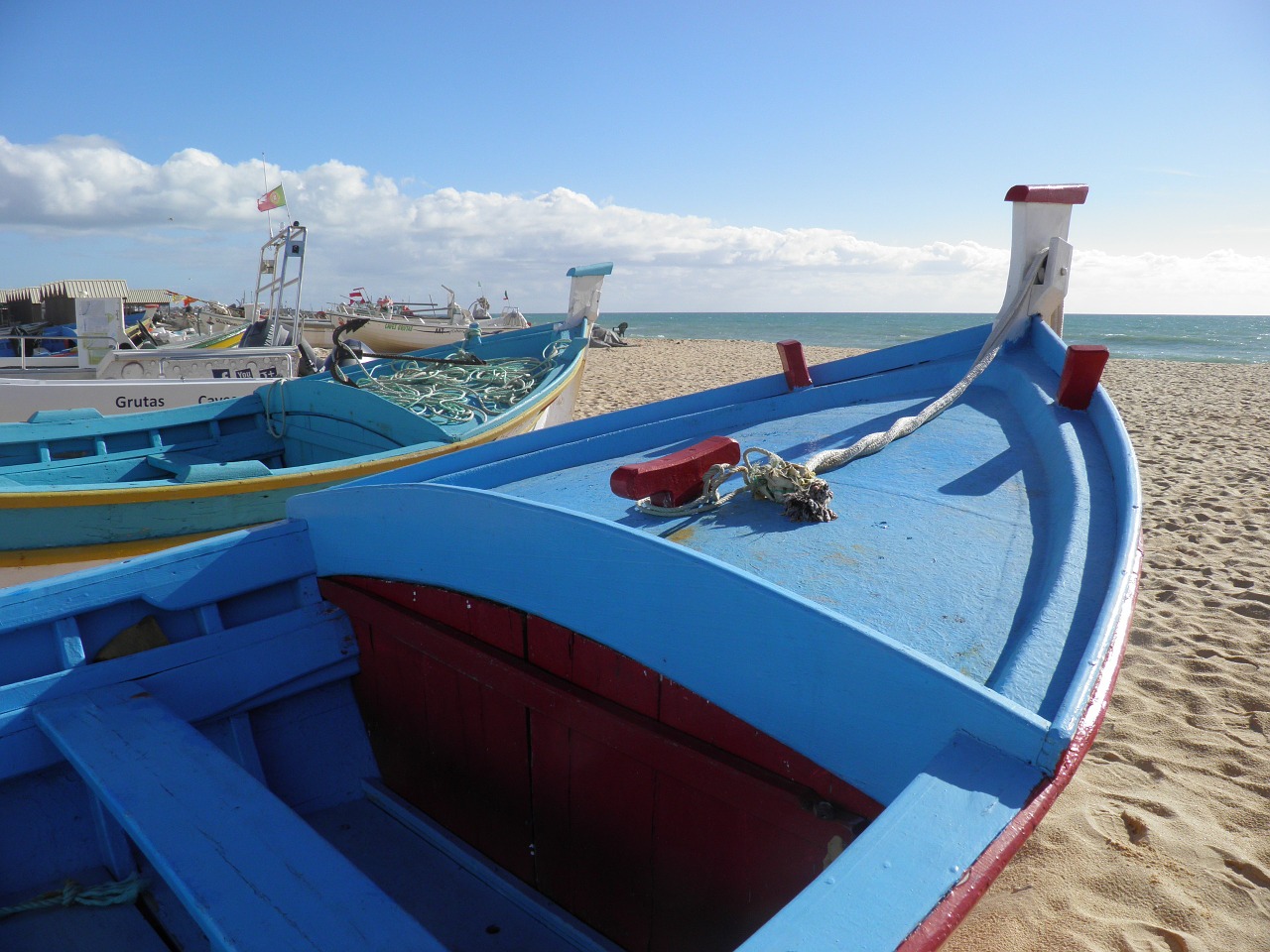 fishing boat blue algarve free photo