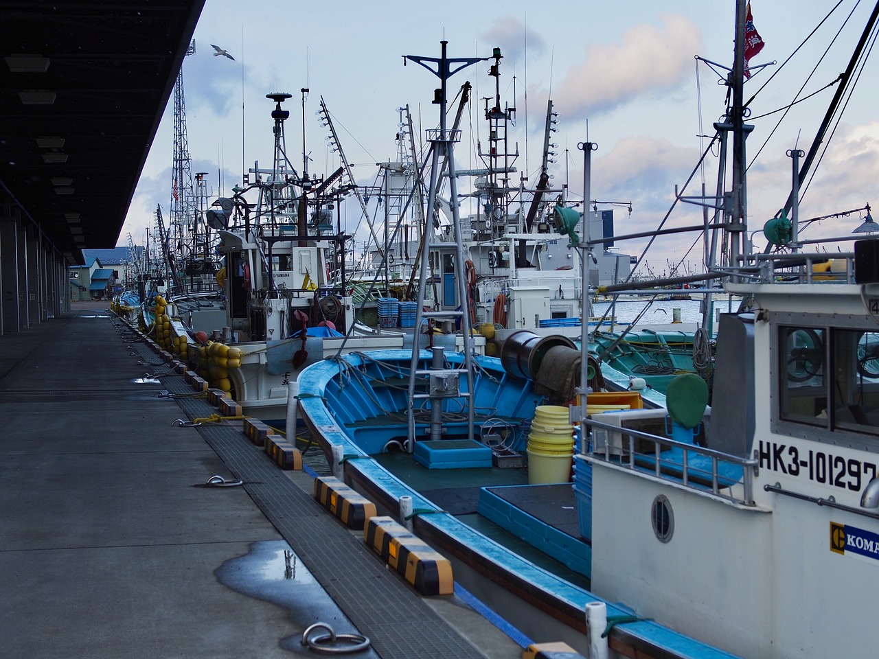 fishing boat fishing port hokkaido free photo