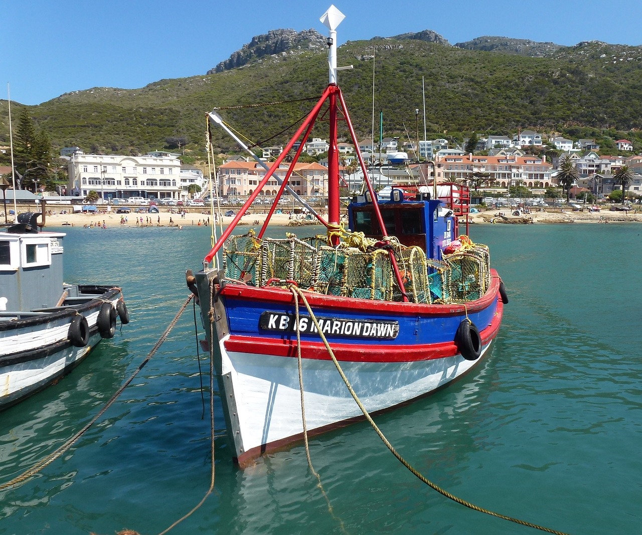 fishing boat lobster traps cape town free photo