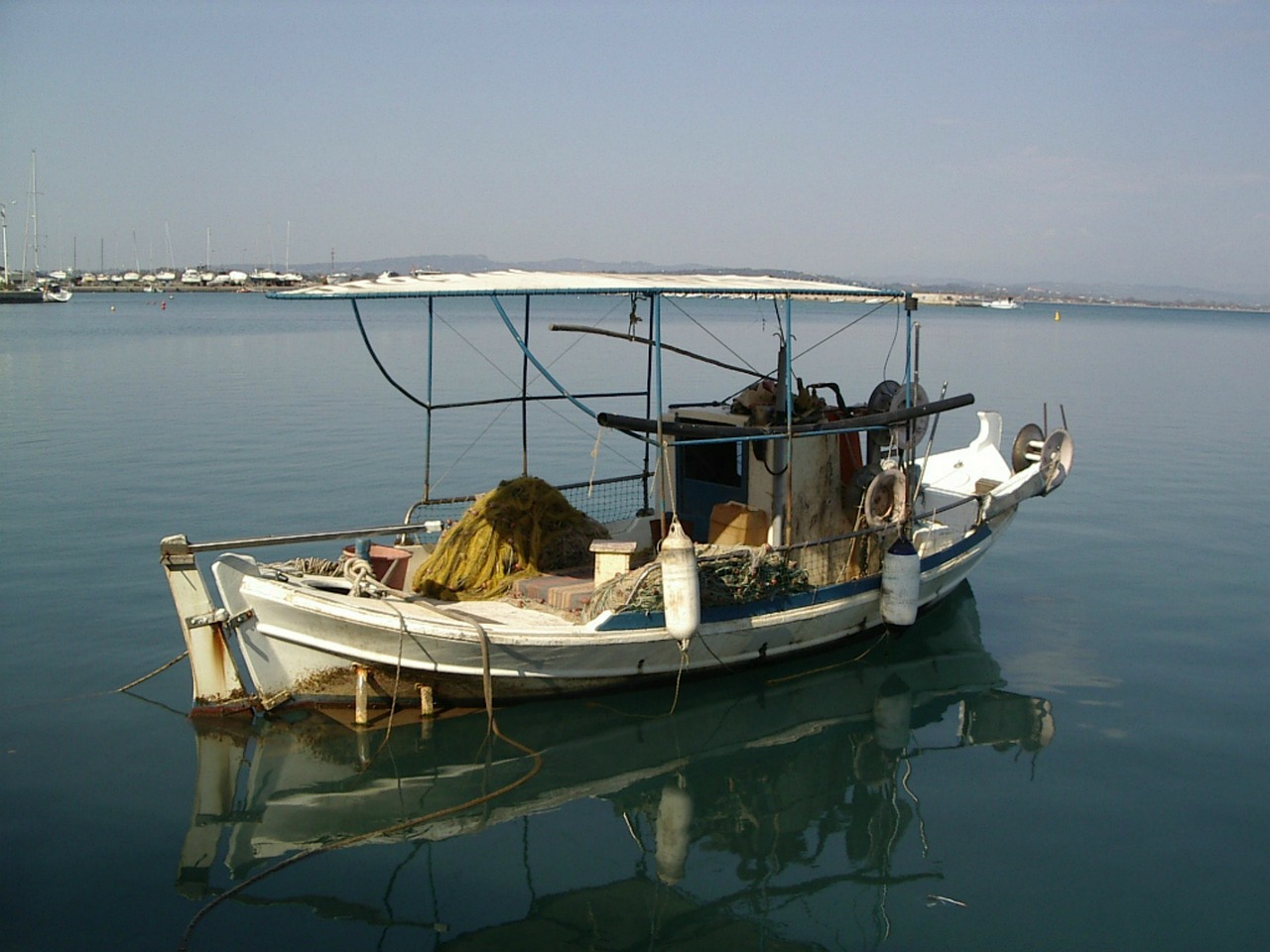 fishing boat mediterranean mirroring free photo