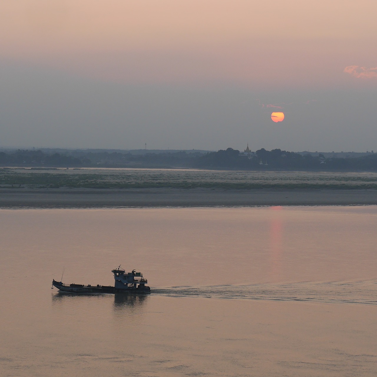 fishing boat myanmar sunset free photo