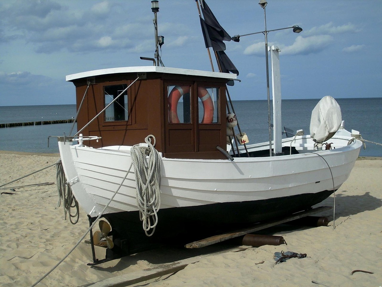 fishing boat beach sand free photo