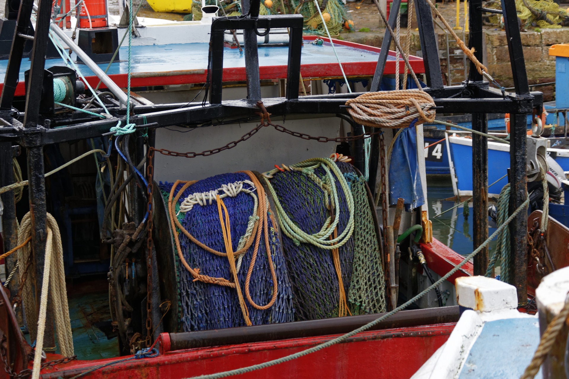 boat deck fishing boat fishing nets free photo