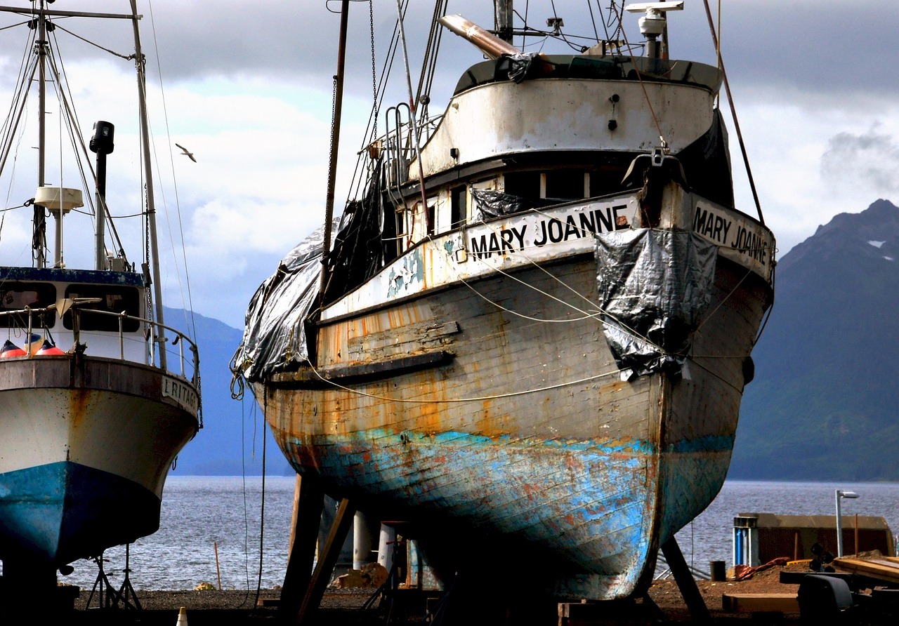 fishing boats dry dock ocean free photo