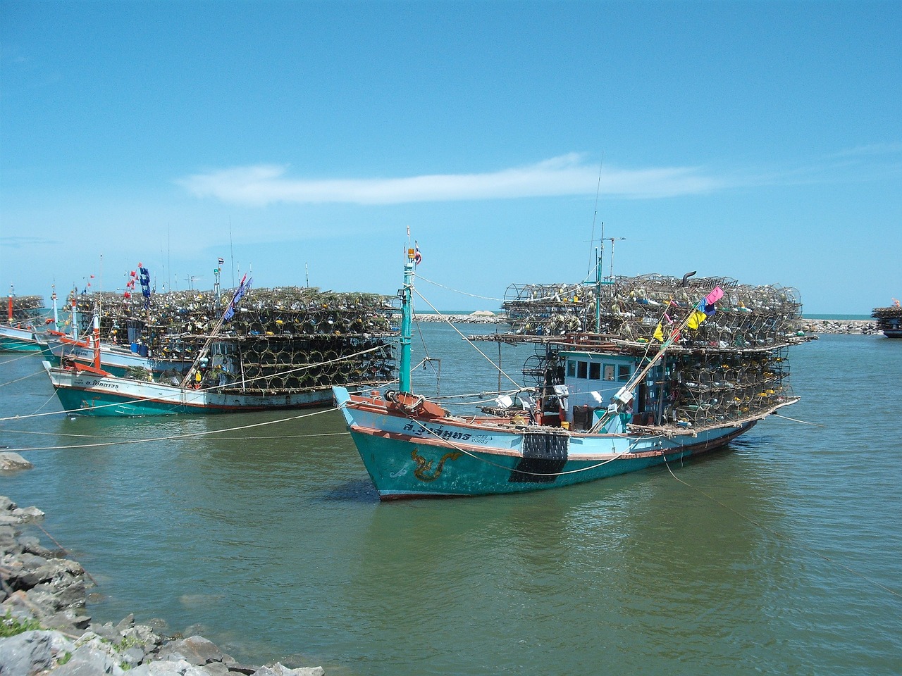 fishing boats thailand sea free photo