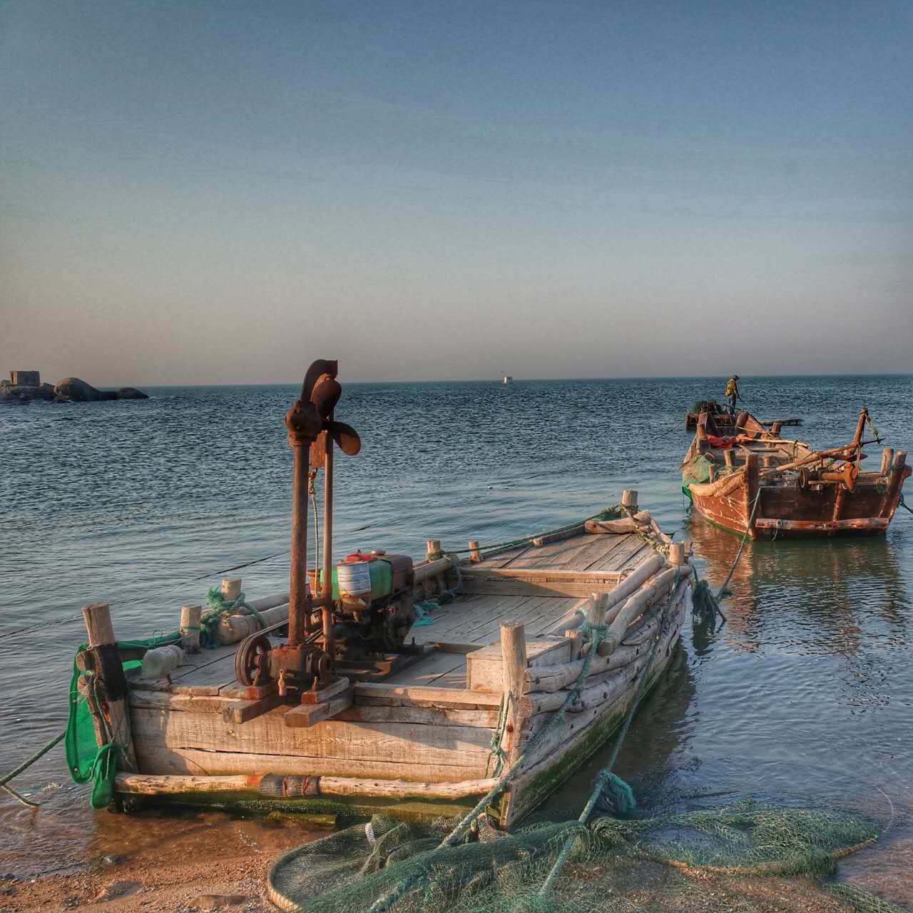 fishing boats jimo sea view free photo