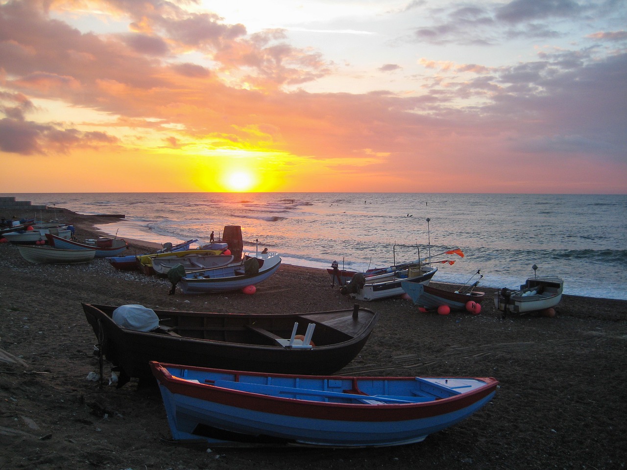 fishing boats  beach  coast free photo