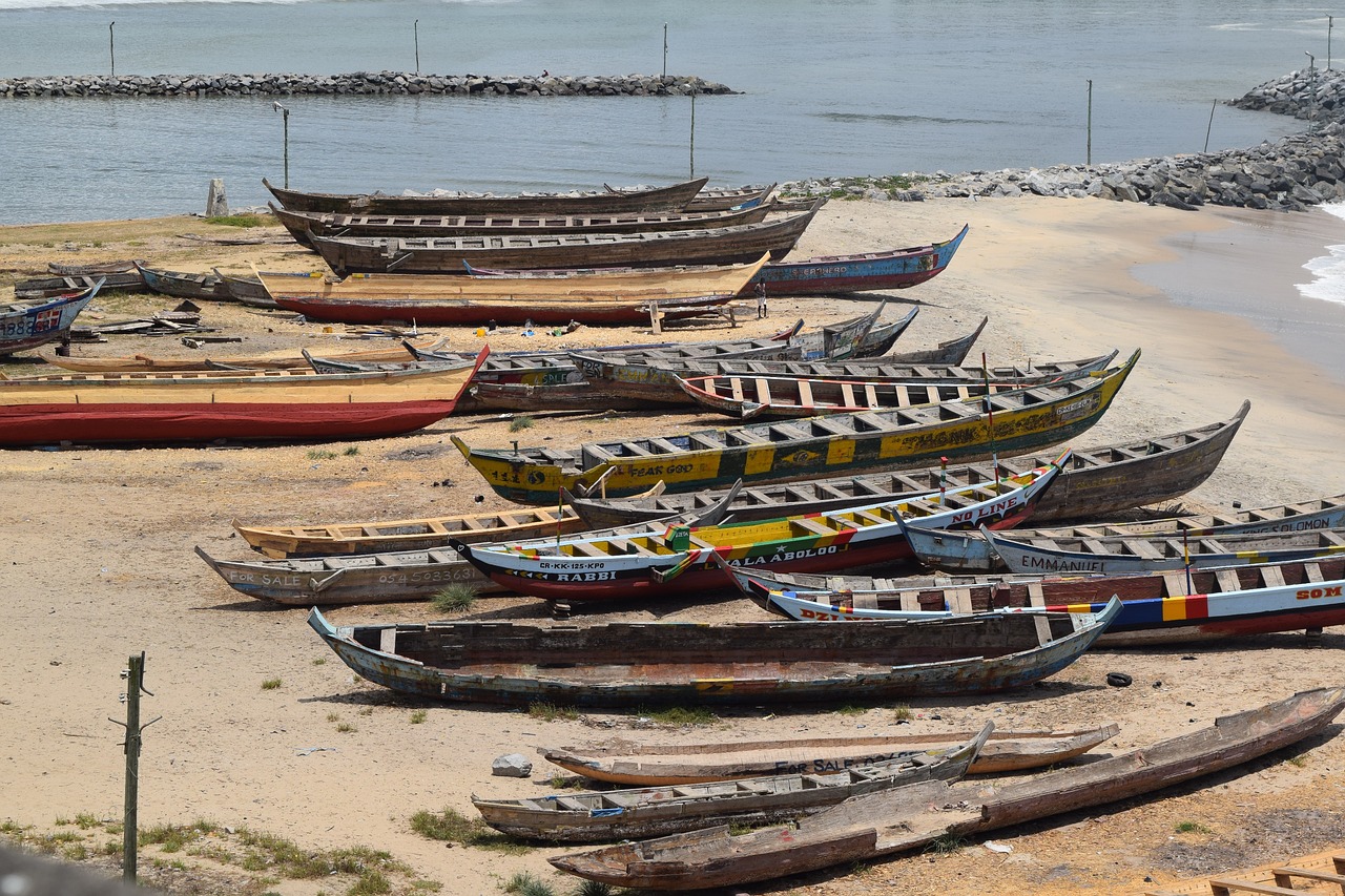 fishing boats  ghana  coast free photo