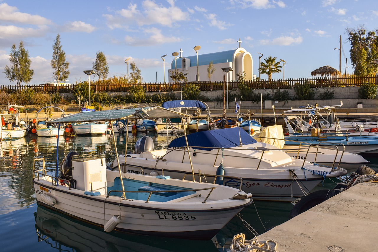 fishing harbor boats church free photo