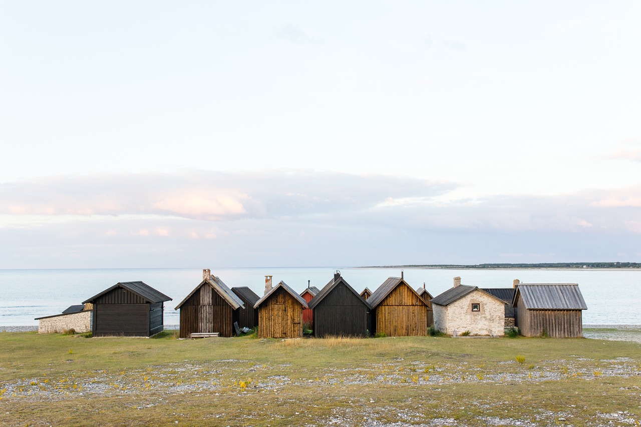 fishing huts beach huts nature free photo