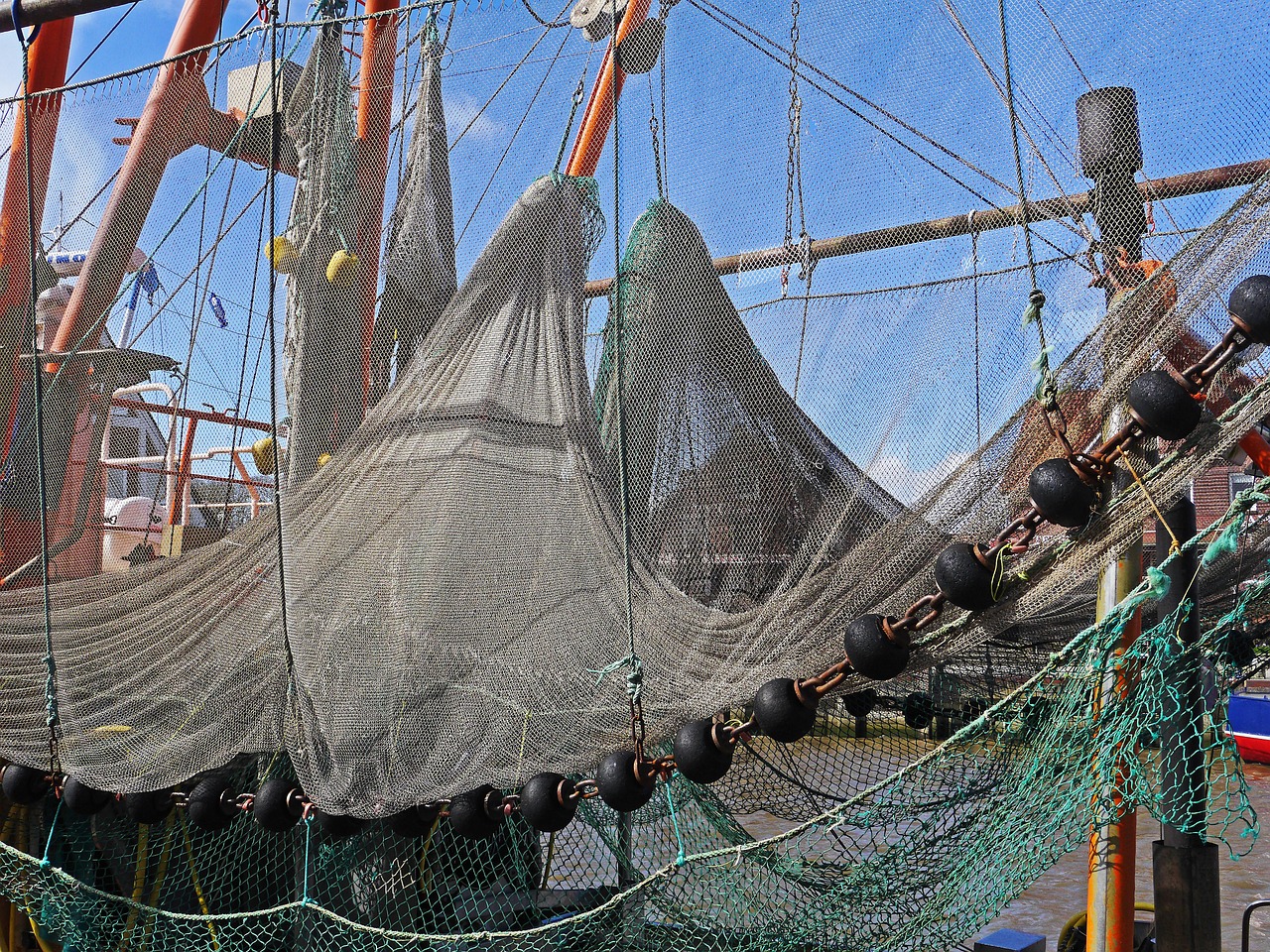 fishing net port dry free photo