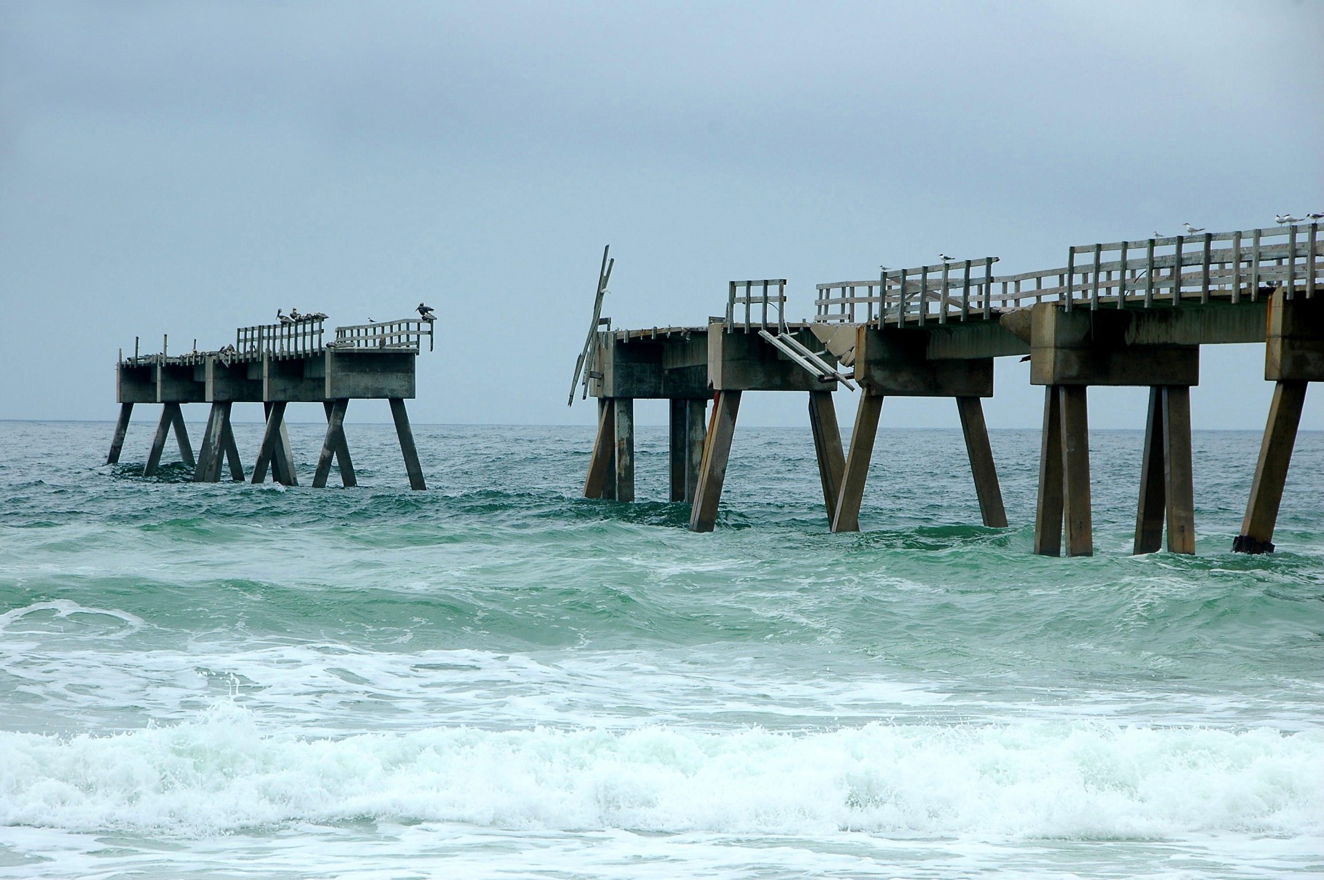 fishing pier hurricane damaged free photo