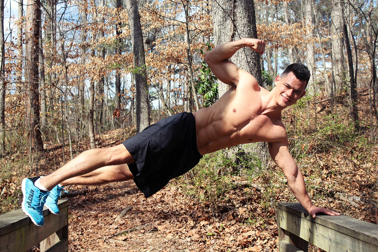 A Healthy Man is Push-up in the Forest Stock Photo - Image of muscular,  beatiful: 41762138