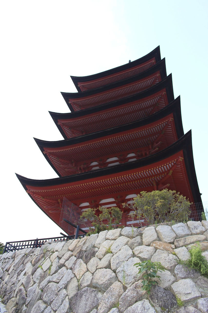 five story pagoda miyajima ishigaki free photo