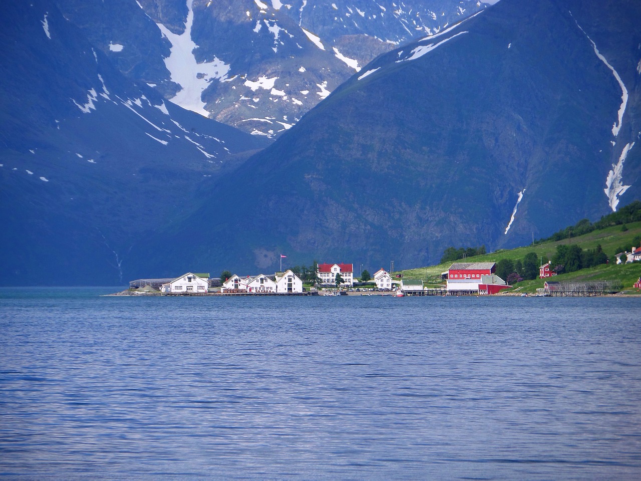 fjord village sea free photo