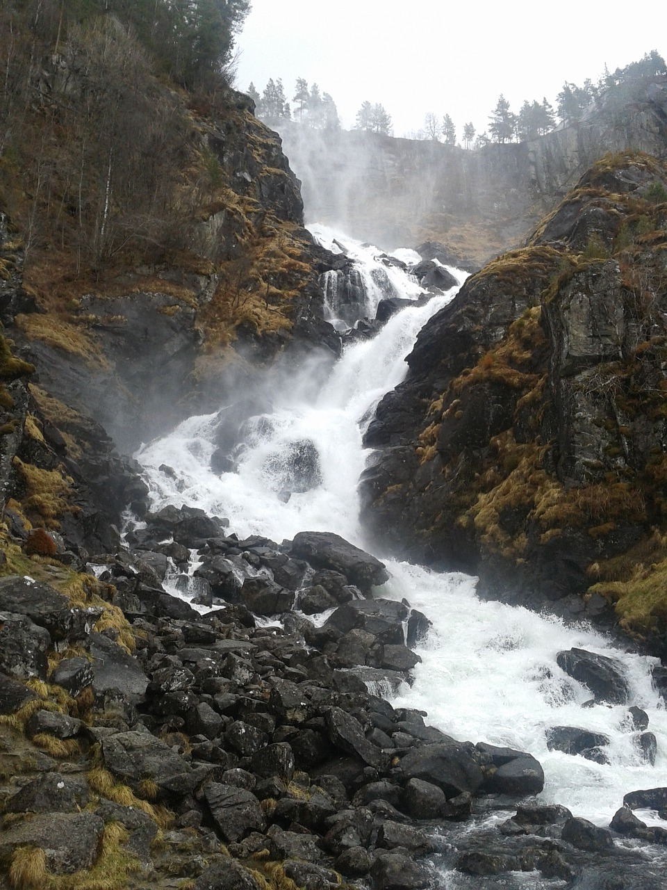 fjord waterfall nature free photo