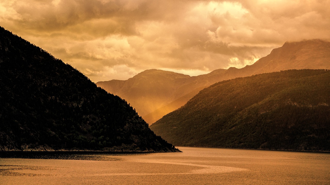 fjord  norway  sunrise free photo