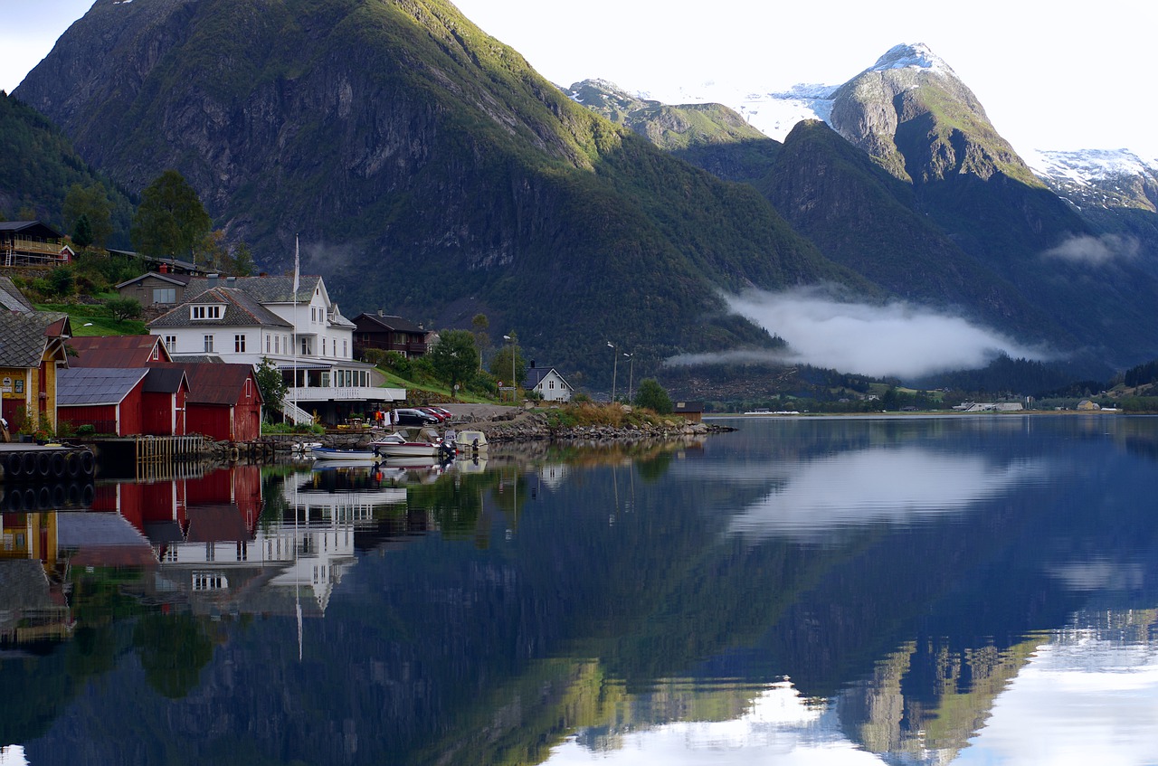 fjord  reflection  water free photo