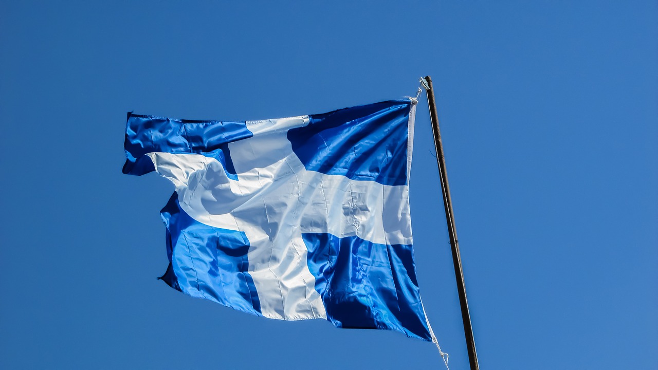 flag waving greece free photo