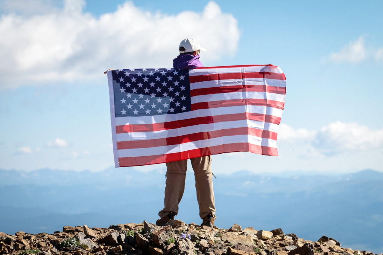 flag america mountain free photo