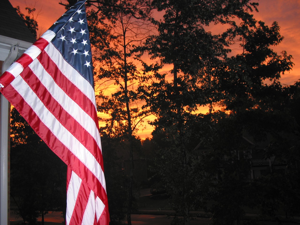 flag american flag sunset free photo