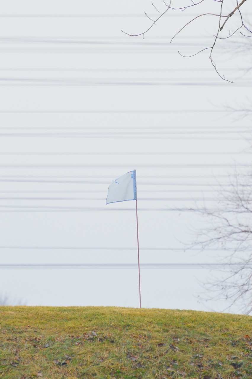 flag golf course wires free photo