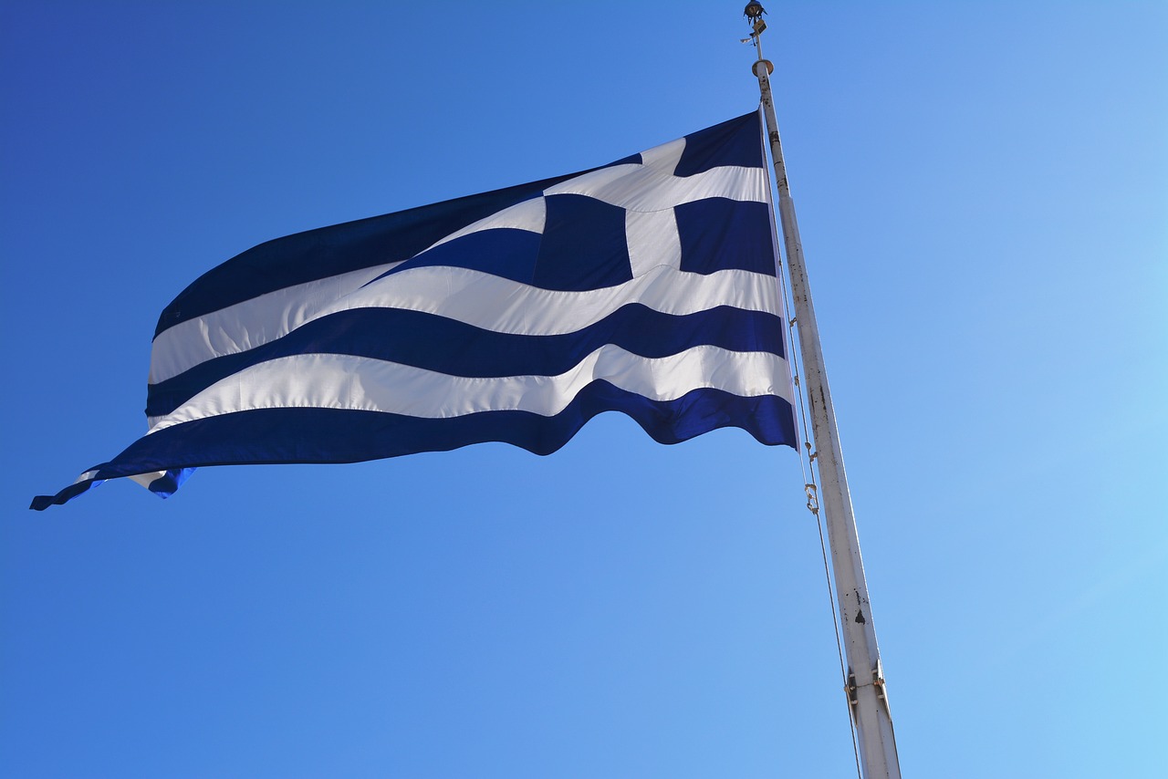 flag greece sky free photo