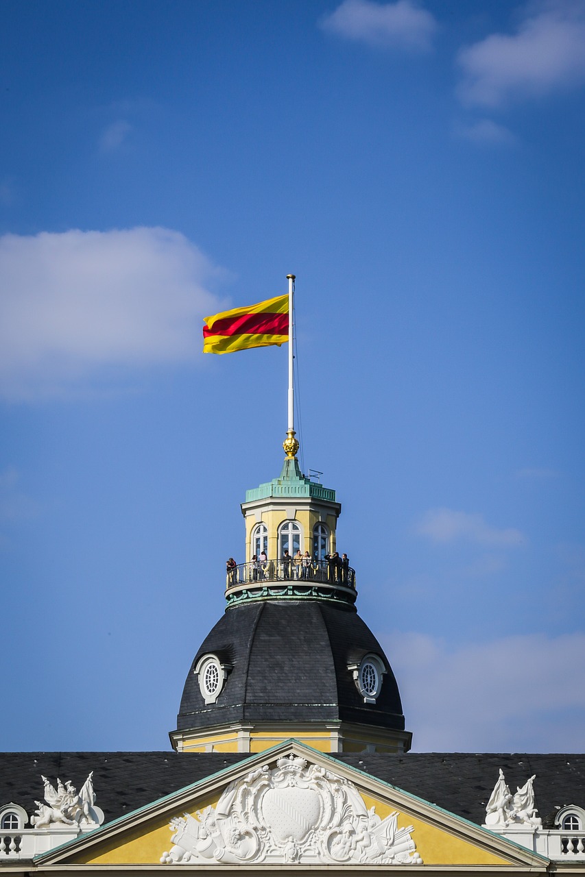 flag castle karlsruhe free photo