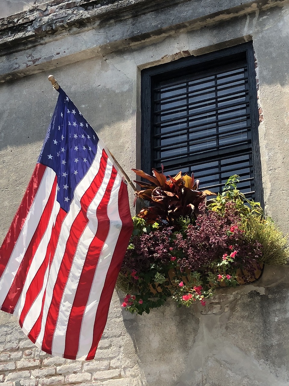 flag  america  window free photo