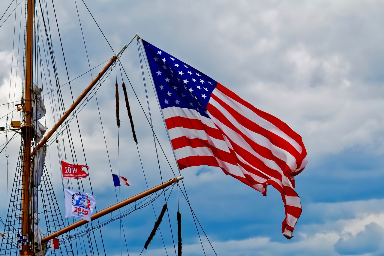 flag  usa  boat free photo