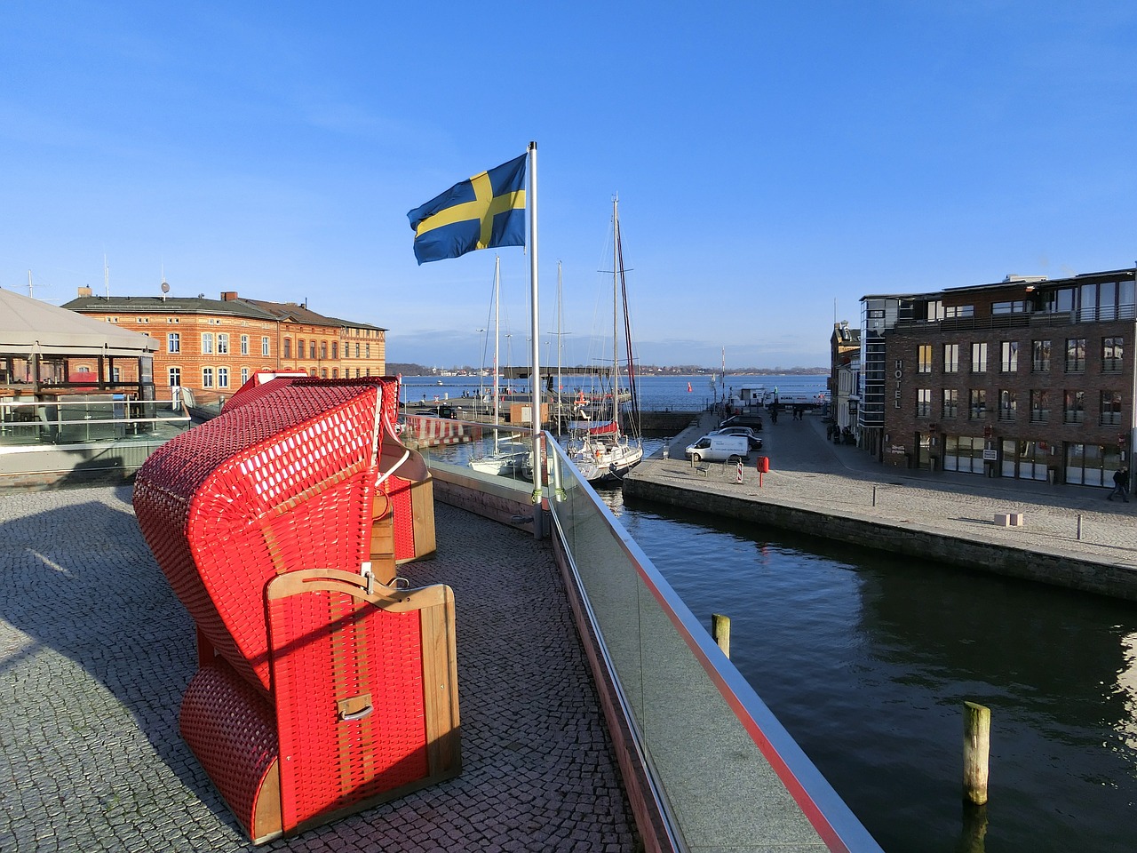 flag sweden beach chair free photo