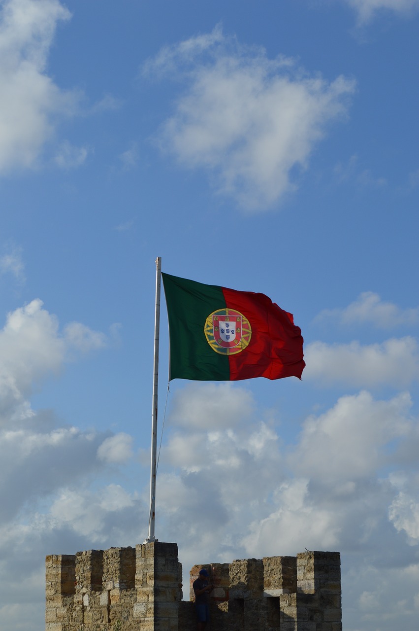 flag portugal castle free photo