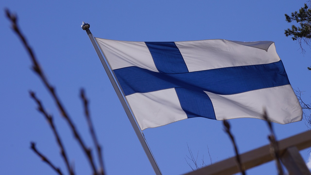 flag of finland blue cross flag flagpole free photo