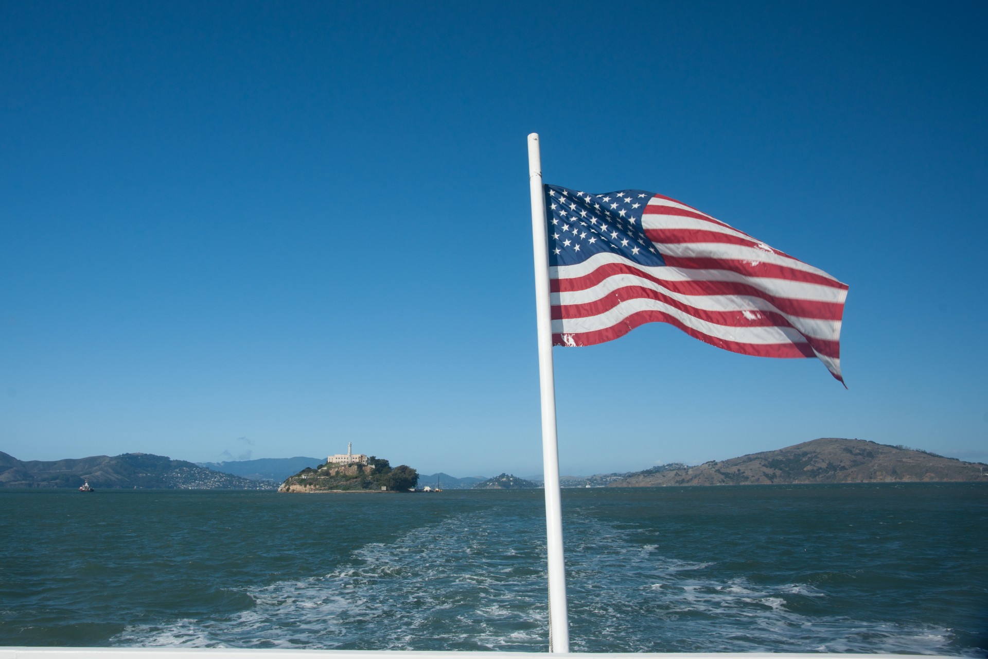 alcatraz america american flag free photo