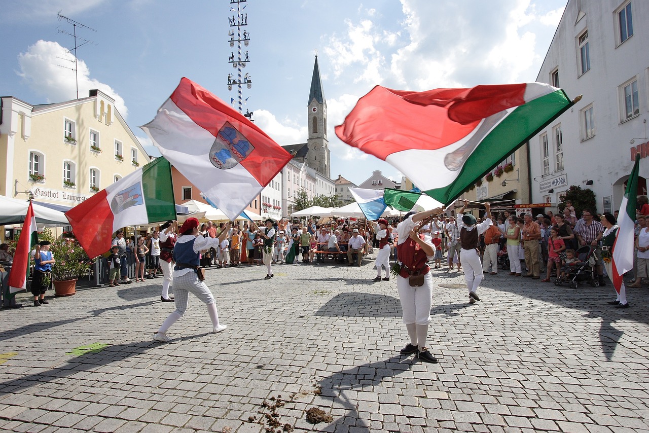 flag wavers marketplace waldkirchen free photo