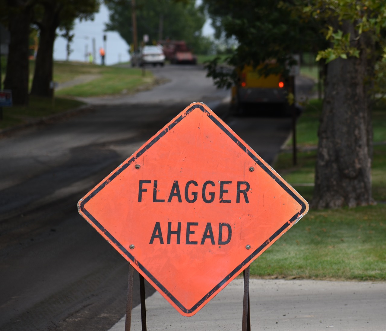 flagger construction road free photo